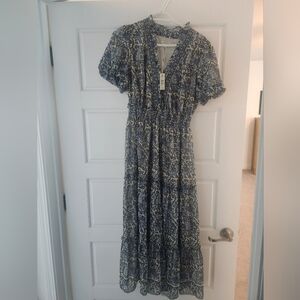 Max Studio Blue And White Maxi Dress